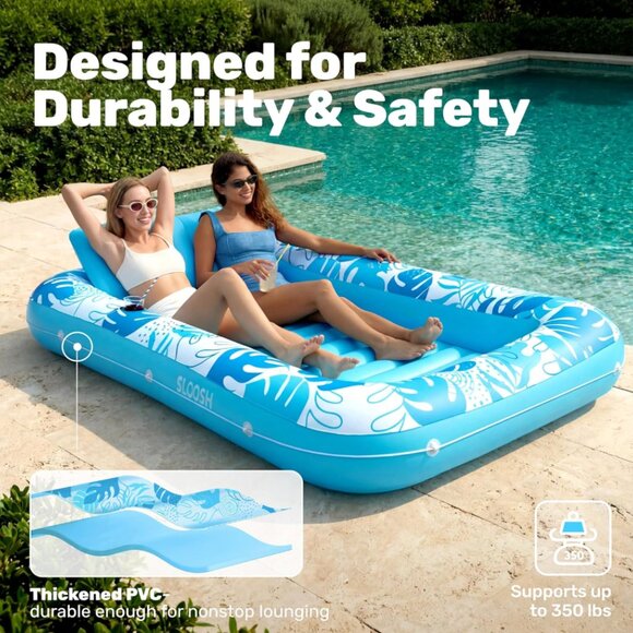 SLOOSH Inflatable Lounger Float, 85" x 57" Extra Large Pool Floats | NIB | - Picture 7 of 12